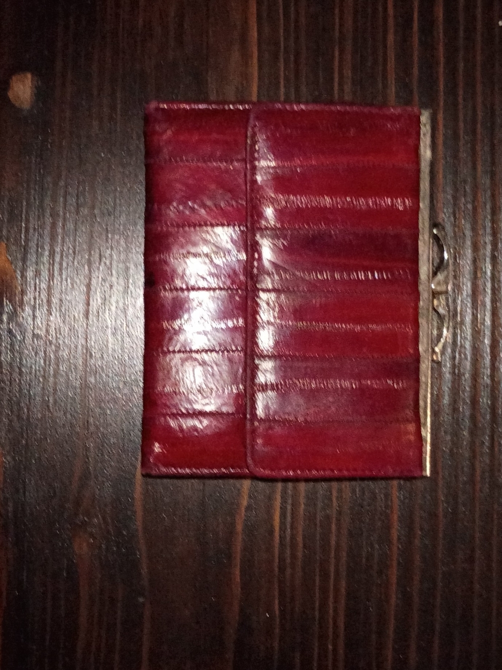Vintage Eelskin Red Leather Accordion Wallet